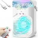 IWENNUAN Portable Air Conditioners, 4 in 1 Portable AC Unit with Remote, 1500ml Water Tank, 3 Speeds, 6H Timer, 2 Spray Mist, 7 Night Light, Personal Mini Air Conditioner for Bedroom (White)