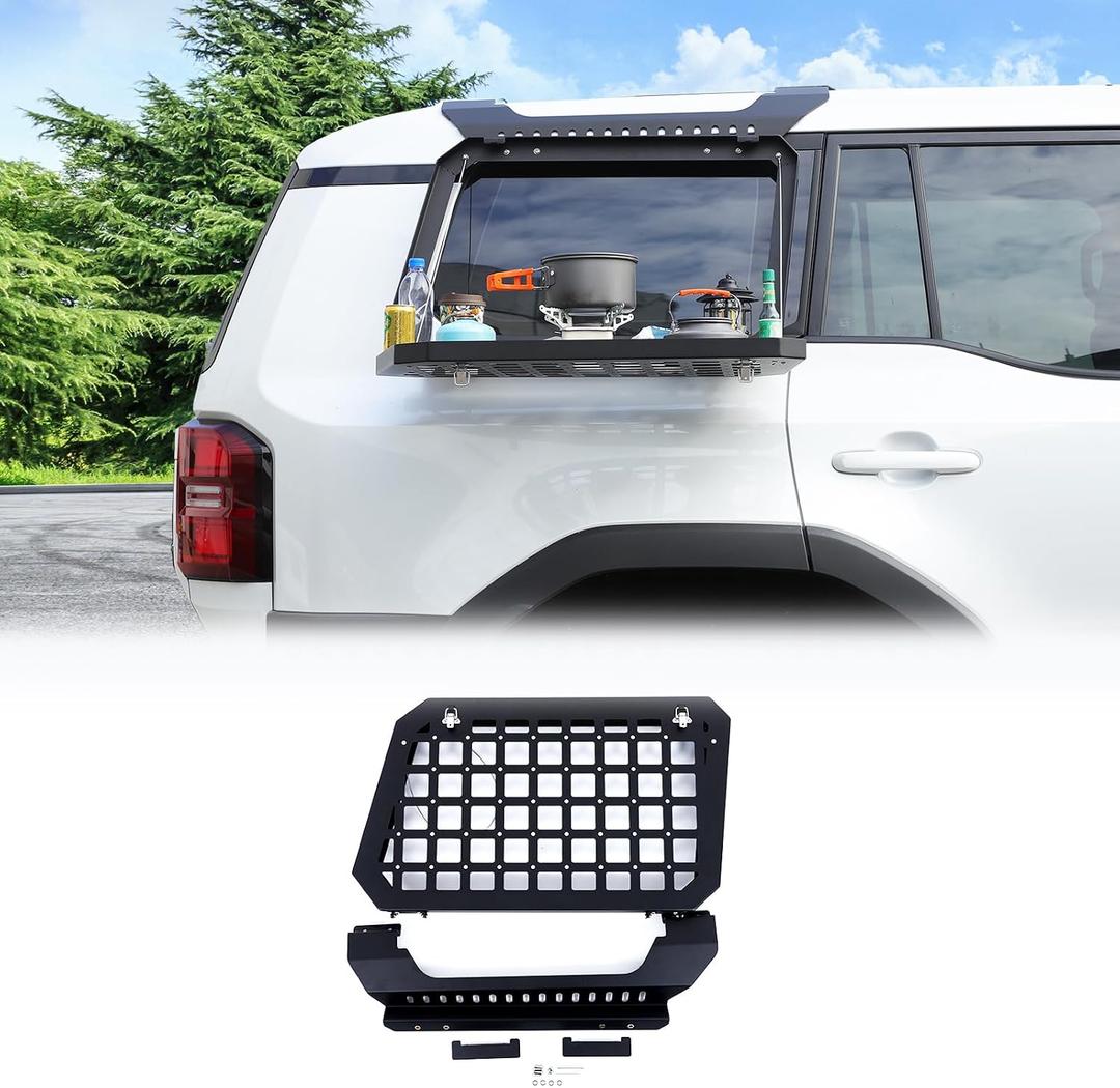 Rear Side Window Storage Molle Panel Compatible with Toyota Land Cruiser Prado 250 J250 LC250 2024 2025 2026 Accessories, Rear Window Side Storage Rack Exterior Accessories (Right Side)