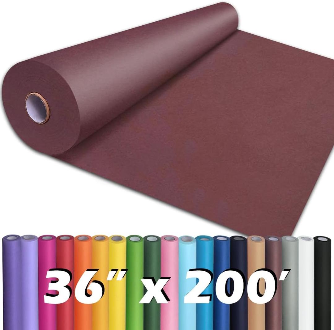 PerkHomy 36" x 2,400" (200') Wine Red Kraft Paper Roll for Craft Bulletin Board Paper Art Table Covering Crafting Gift Wrapping Bouquet Packing Parcel 80GSM 55LB (Wine Red, 36" x 200')