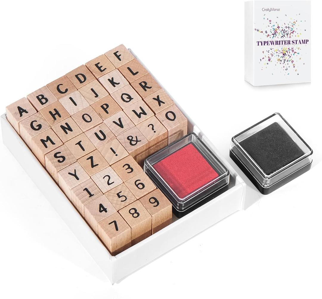 39 PCS Small Letter Stamps and Ink Pad for Crafting, Clay Alphabet Wooden Rubber Stamp Kit for Kids, DIY Craft Scrapbook Supplies for Card Making
