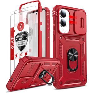 LeYi for Samsung Galaxy S25-Edge Phone Case: Samsung Galaxy S25 Edge Case with Screen Protector [2 Packs], Military-Grade Heavy Duty Protection & Camera Cover Cell Funda para S 25 Edge Men Women, Red