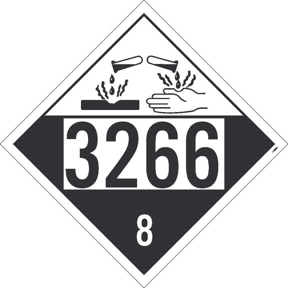 4 x NMC DL185TB 3266 8 Corrosive Dot Placard Sign