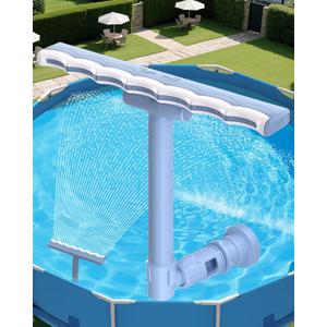 Pool Fountain for Above and Inground Pools, 2-in-1 Adjustable Wide Width Waterfall Pool Sprinkler Fountain for Cooling 10-20 Degrees,Outdoor Swimming Pool Accessories for Relaxation & Cooling(Blue)