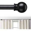 Curtain Rods for Windows 18-45"  Inch, 5/8 Black Curtain Rod Set Small Decorative Heavy Duty Drapery Rods, Matte Black  2 Pack