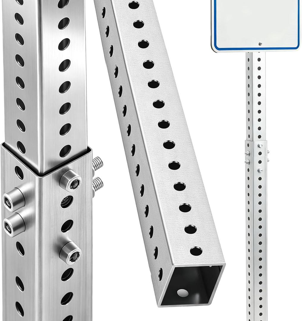 8 ft H x 2 in W Telescoping Square Sign Post, Adjustable 4'–8'
