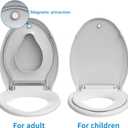 19" Elongated Toilet Seat with Built-In Potty Training Seat, Soft Quiet-Close Lid with Non-Slip Design, Magnetic Kids Seat in White, Easy to Install and Clean