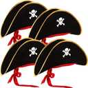Hsei 4 Pcs Pirate Hat Pirate Costume Party Hats Skull Print for Masquerade Cosplay, Funny Party Supplies, Fancy Dress Favors