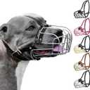 BRONZEDOG Pitbull Dog Muzzle Metal Mask Amstaff Wire Basket Pit Bull Adjustable Leather Straps for Large Dogs (Steel)