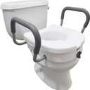 Carex E-Z Lock Raised Toilet Seat With Handles, 5" Toilet Seat Riser with Arms, Handicap Raised Toilet Seat For Seniors and Elevated Toilet Seat (1 Count (Pack of 1)), Gray and White 