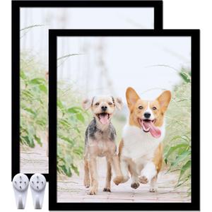 20x24 Picture Frame Set of 2, Black Photo Frames High Transparent Wall Gallery Desktop Horizontal Vertical for Canvas Collage Photo Poster Certificate 20 x 24 inches