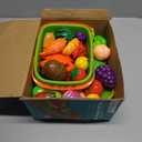 100 PCS Cutting Play Food Toy for Kids Kitchen, Pretend Food Toys for Toddlers, Play Kitchen Toys Accessories with 2 Baskets, Fake Food/Fruit/Vegetable, Birthday Gifts for 3 4 5 6 Years Old Boys Girls (Green)