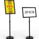 Sign Holder 11x17 inch-Adjustable Sign Stand for Display, Floor Standing Sign Holder Stand, Pedestal Heavy Duty Poster Stand with Round Base for Display, Advertisement, and Outdoor (2Pack)