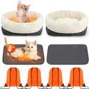 Riakrum 4 Pack Self Warming Cat Bed 17.7 x 13.7 Inch & Self Heating Cat Mat 16 x 20 Inch Anti-Slip Soft Round Thermal Heated Pet Bed with 4 Storage Bags for Indoor Outdoor Small Pet Kittens Puppies