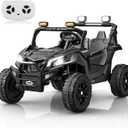 Firstness 24V Electric Remote Control Ride on Cars for Kids Ages 3-8, Black, 46.9 inches x 30.7 inches x 29.9 inches