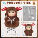 17 cm Christmas Doll Clothes with Seat, Cute and Functional Xmas Outfit with Accessories for Doll Fans and Collectors, Christmas Car Desk Office Decor(Brown,Reindeer)
