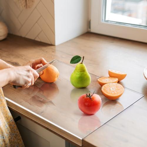 24x18 Inch Acrylic Cutting Boards for Kitchen, Large Clear Cutting Board, Non Slip Charcuterie Boards, Apartment Must Haves Kitchen Accessories, Desk Mat Protector, Birthday Gifts for Mom