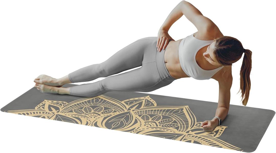 Yoga Mat with Strap - Sweat Absorbent Ultra Grippy Hot Exercise Mat Non Slip Vegan Suede Towel Combo for All Floor Fitness Workout, Bikram, Ashtanga, Vinyasa or Power Classes by RAD Sportz (Black), 68"L x 24"W x 0.2"Th