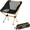 Portable Camping Chair Lightweight Foldable Outdoor Chair for Hiking Camp Backpacking Lawn Beach Fishing Picnic with Carry Bag (Gold - Ultra Light)