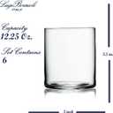 Luigi Bormioli Top Class 12.25 oz Double Old Fashioned Glasses - Set of 6 Elegant Italian-Made Drinkware with Simple Lines Durable Glassware for Whiskey Cocktails, Water, Juice - Great for Gifting