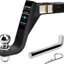 METOWARE Trailer Hitch Ball Mount with 2-Inch Ball & 5/8" Hitch Pin Clip, Fits 2-Inch Receiver, 7500 lbs Capacity Ball Hitch, 8-Inch Drop, Black