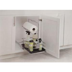 LOVKIT Under Sink Organizer（11.18" W X15 D） Pull Out Cabinet Organizer For Cleaning Supplies, Under Sink Slide Out Cleaning Caddy, Under Kitchen Bathroom Sink Organizer