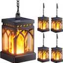 KOOPER 4 Pack Solar Lanterns Outdoor Waterproof, Upgraded Flickering Flame Modes + Constant Modes Hanging Solar Lantern Lights for Outside, Lanterns Decorative Outdoor for Garden Table Yard Tree Decor