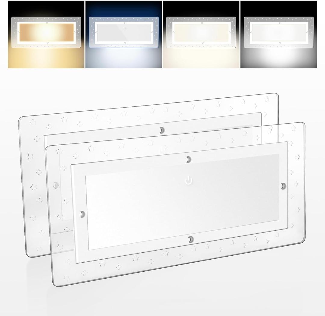 Miady RV Dimmable Lights Interior 1800 LM, 4 Color Temperature Warm Natural Cool White and Blue Ambient Lightting, 12V Volt Led Ceiling Dome Lights for Camper/Car/Trailer/Boat, 2-Pack