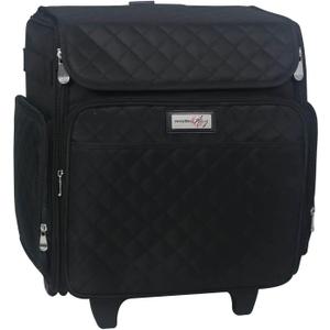 Everything Mary Rolling Scrapbook Tote – Black Quilted Craft Bag with Wheels – Storage Organizer for Scrapbooking, Papercraft, Art Supplies & Portable Craft Tools, Large