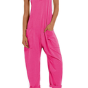 Lentta Women's Causal Jumpsuits V Neck Sleeveless Harem Overalls Stretchy Adjustable Strap Romper with Pockets Size S