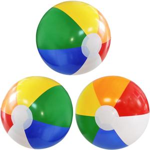 16'' Beach Balls for Kids - 3 Pack Beach Ball Bulk Inflatable Pool Beach Balls Bulk Hawaiian Tropical Theme Party Decorations Favors Supplies