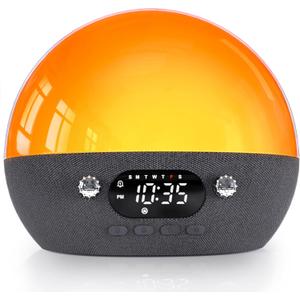 MOMILLA Sunrise Alarm Clock with Bluetooth Speaker, White Noise Sound Machine for Sleep, Clocks for Heavy Sleepers Bedrooms for Kids Adults, Wake up Light Night Lights Sunset Lamp