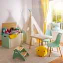 B. toys Table and Chair Set Furniture for Toddlers 1 Craft Table & 2 Chairs Natural Wooden Legs Mint 3+ Years