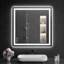 LED Bathroom Mirrors 32"x32" Bathroom Mirror with Lights for Wall, Backlit + Front Lit, 3 Colors, Anti-Fog, Dimmable Brightness for Vanity,Bathroom, Entryway, Living Room