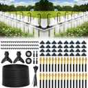 Bluepro Drip Irrigation System 200FT 1/4", 2026-Upgrade Garden Sprinkler Kit with 32PCS 360° Adjustable Copper Nozzles, Automatic Misting Watering System for Raised Beds, Greenhouse, Lawn, Patio, Yard