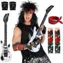 Morph 80s Accessories for Mens Rockstar Costume 80s Rocker Wig Tattoo Sleeve Gloves Headscarves Halloween Mens Rocker Costume, One Size