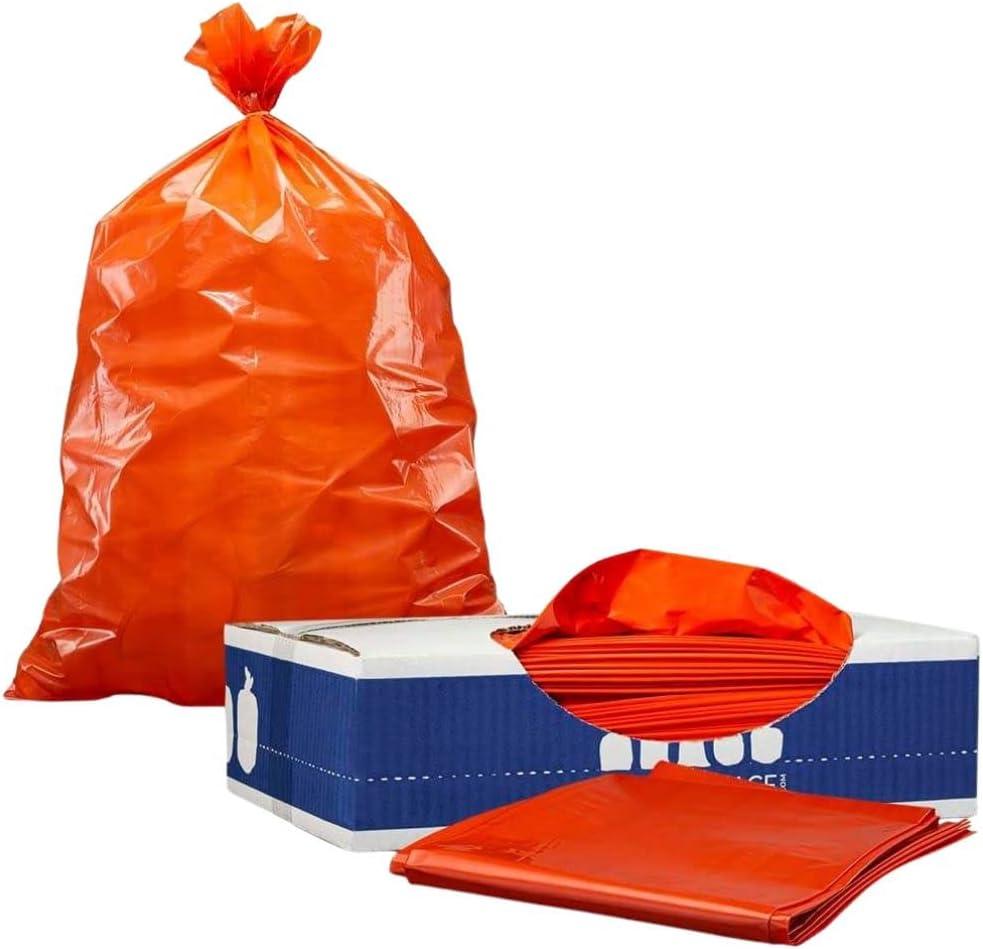 Plasticplace 55-60 gallon Trash Bags  1.2 Mil  Orange Heavy Duty Garbage Can Liners  38 x 58 (50 Count)