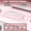 Wireless Keyboard and Mouse Combo, Wave Keys Full-Sized Ergonomic Keyboard with Cushioned Plam Rest, Phone Holder, Comfortable Natural Typing, 2.4G Cordless Set for Computer, Laptop, Pc, Mac, Windows