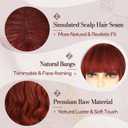 BARSDAR Long Wavy Copper Red Wig With Bangs - Long Curly Wavy Red Wig With Bangs for Women - 26 Inch Thick Soft Synthetic Natural Looking Daily Cosplay Party Halloween Face-Framing Copper Auburn Wigs
