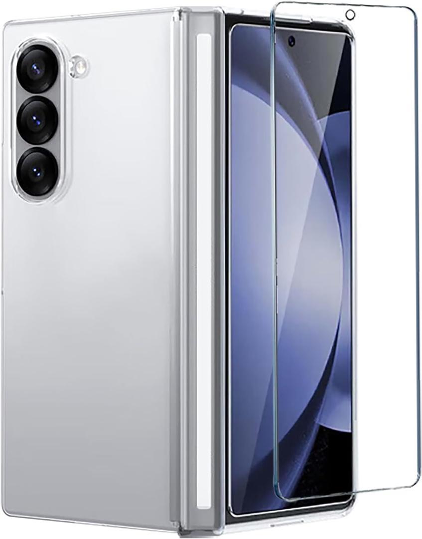 TOPF&B Clear Case for Samsung Galaxy Z Fold 7,Transparent Screen Protector,Magnetic Hinge Protection,Anti-Yellowing Cover,Transparent Case for Z Fold 7,Crystal Clear