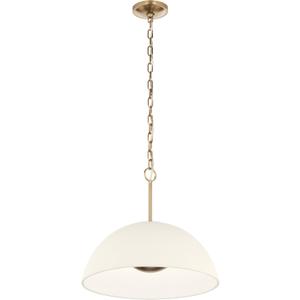 Kichler Mikale 18 Inch 1 Light Modern Contemporary Pendant, with White Ceramic Shade in Champagne Bronze, Sloped Ceiling Compatible, (18" Dia x 16.5" H), 52828CPZLED