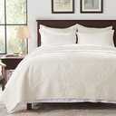 Anluoer Quilt Twin Size Bedding Set-Cream Embossed, Bedspreads-Lightweight Summer Soft Microfiber Bedspread, Bed Coverlet for All Seasons (1 Quilt, 1 Pillow Sham)