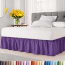 Wrap Around Dust Ruffle Bed Skirt - Purple - for Full Size Beds with 12 Inch Drop - Easy Fit Elastic Strap - Adjustable Pleated Bedskirt w/Brushed Fabric - Wrinkle Free - for Women, Men, Kids & Teens