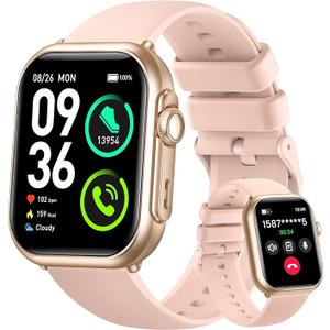 Health & Fitness Trackers for Women Men: 30 Day Battery Life Activity Tracker with Answer/Make Call Blood Pressure SpO2 Sleep Heart Rate Monitor 120+ Sports 5ATM Smart Watch for iPhone Android Relo, Pink