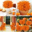 16 Bundles Artificial Mums for Outdoors Garden Home Decoration Fake Mums Decoration UV Resistant Fake Mums Silk Faux Flower Plastic Plants for Outside No Fade Fall Decor for Front Porch Pot Decor