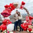 139PCS Valentine's Day Balloon Arch Garland Kit - Red Pink White Balloons with Heart-shaped and Red Lip Balloons for Galentine Decorations, Bachelorette & Bridal Shower, Anniversary Decor