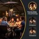 Patio Umbrella Light with Remote Control, Rechargeable Cordless LED Edison Bulbs Pole Light with 10 Brightness Levels for Garden, Patio, Backyard, Camping or BBQ - Brown (1 Pack)
