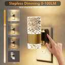 LED Night Lights Plug into Wall 2 Pack, Acrylic Nightlight with Dusk to Dawn Sensor, 0-100LM Stepless Dimmable, 3000K Soft Light, Wall Sconce Night Light Plug in for Bathroom Hallway Room