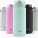 Ello Cooper 18oz Kids Stainless Steel Water Bottle with Straw and Carry Handle, Double Walled and Vacuum Insulated Metal, Leak Proof Locking Lid with Soft Silicone Spout, Reusable, BPA Free, Yucca