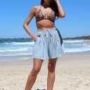 TARSE Linen Shorts for Women Casual Wide Leg High Waisted Shorts Loose Fit Drawstring Summer Beach Skort Pants (Blue, XXL)