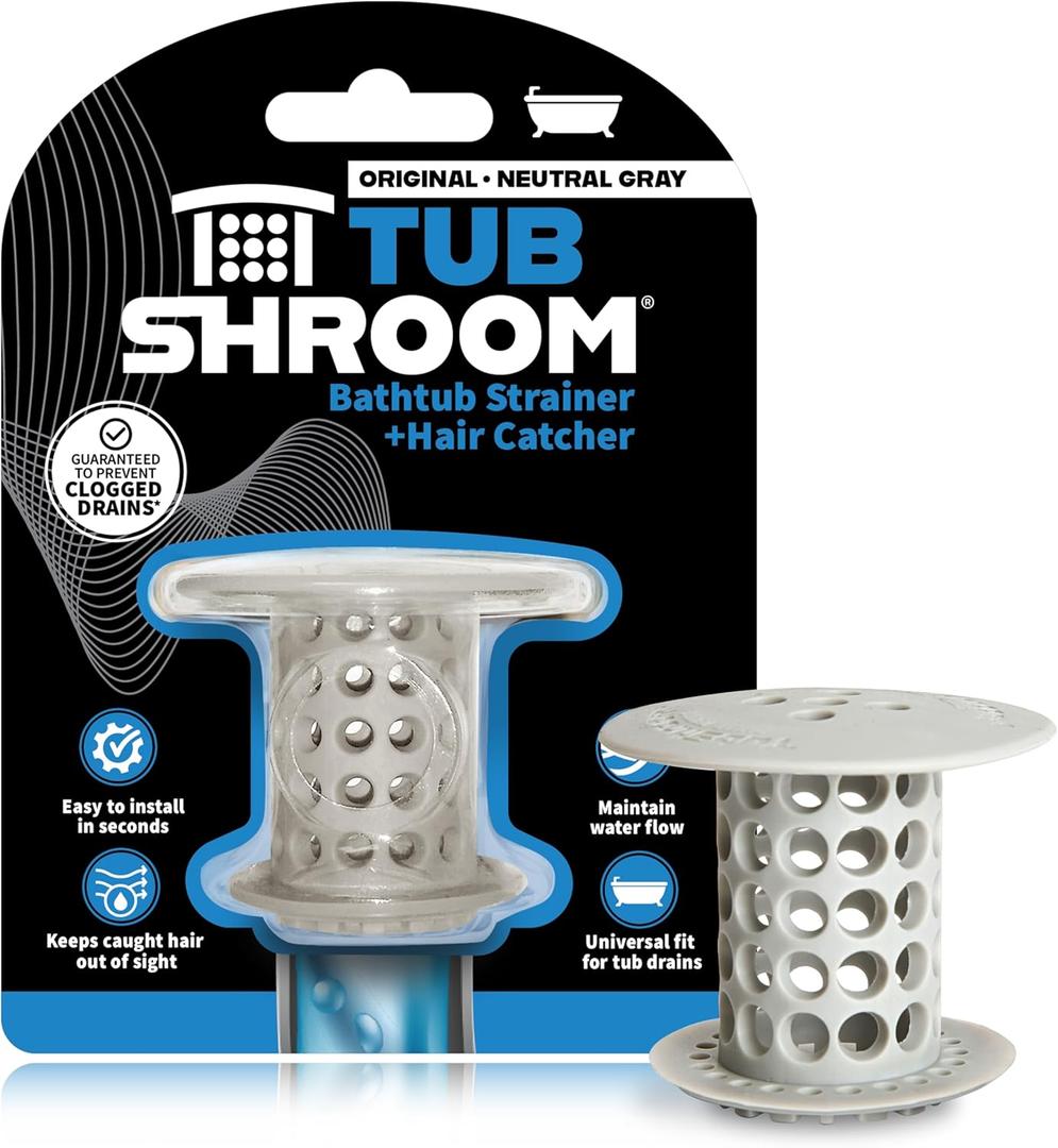 TubShroom the Revolutionary Tub Drain Protector Hair Catcher/Strainer/Snare, Gray (TSGRA454)